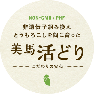 非遺伝子組み換え とうもろこしを餌に育った 美馬活どり