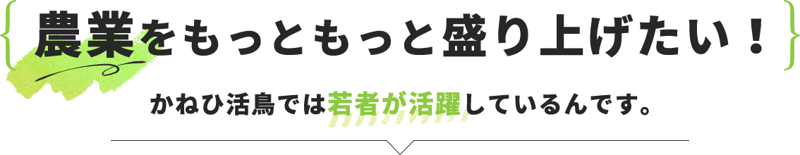 農業をもっともっと盛り上げたい！かねひ活鳥では若者が活躍しているんです。